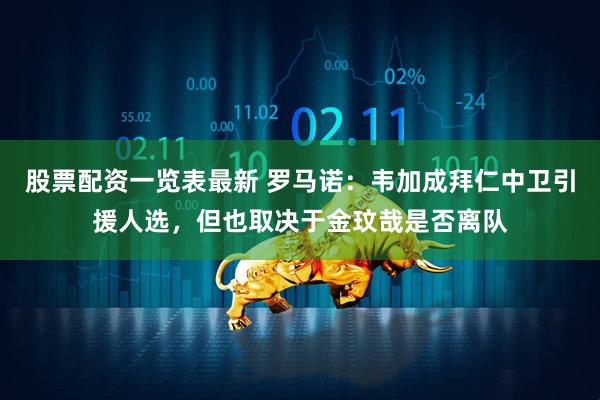 股票配资一览表最新 罗马诺：韦加成拜仁中卫引援人选，但也取决于金玟哉是否离队