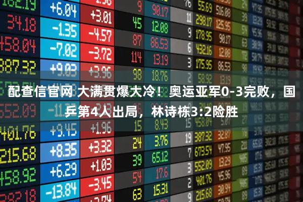 配查信官网 大满贯爆大冷！奥运亚军0-3完败，国乒第4人出局，林诗栋3:2险胜