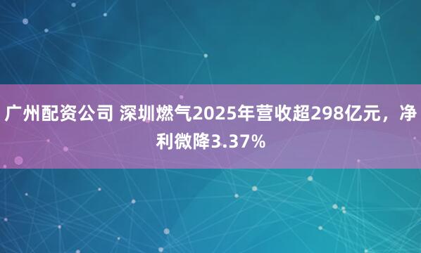 广州配资公司 深圳燃气2025年营收超298亿元,净利微降3.37%